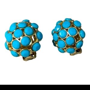 Gold and Blue Cluster Earrings